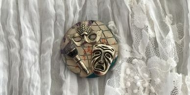 A colorful key keeper with theater-inspired design