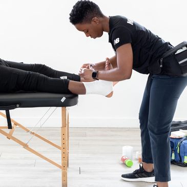 Athletic taping of an ankle