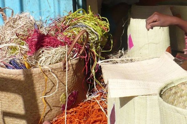 Dried sisal fibres waiting to be woven.