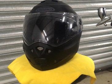Ceramic Coating airbrushed to Motorcycle Helmet.
