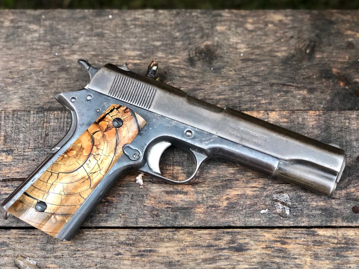 PMG Faux Mammoth Bark 1911 Grips – UV Print On Wood – Fits Colt & Clones