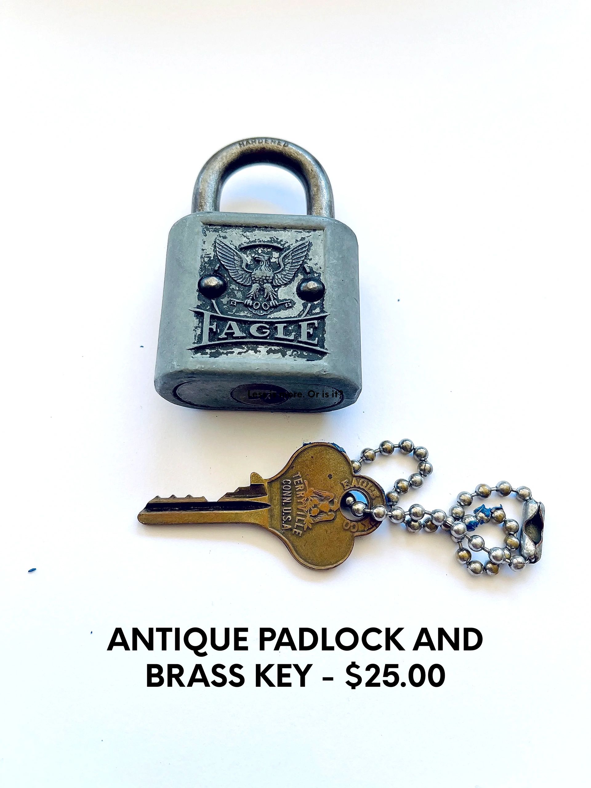 Vintage 1920's Eagle Padlock and Brass Key