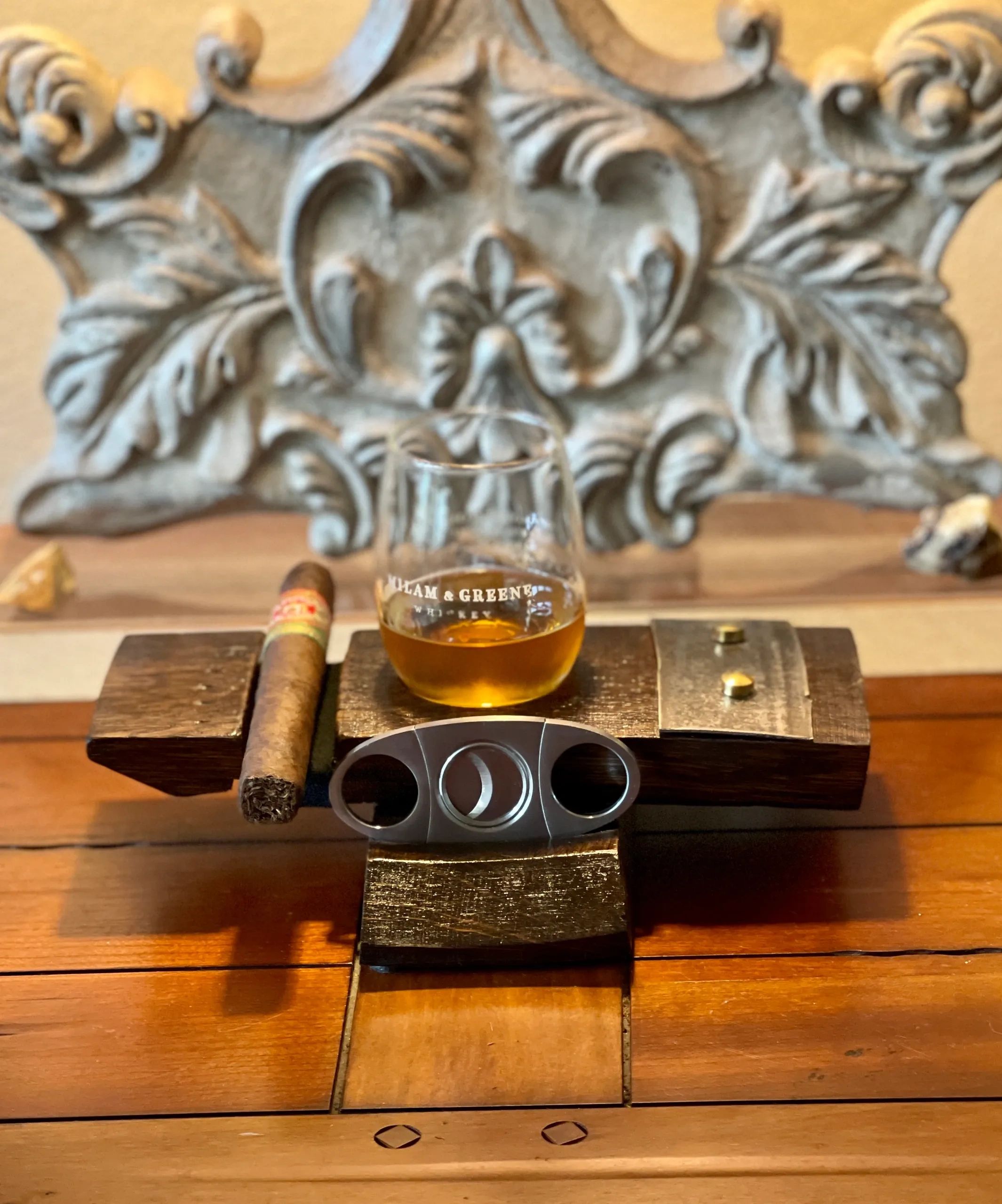 Cigar and Bourbon Glass Holder