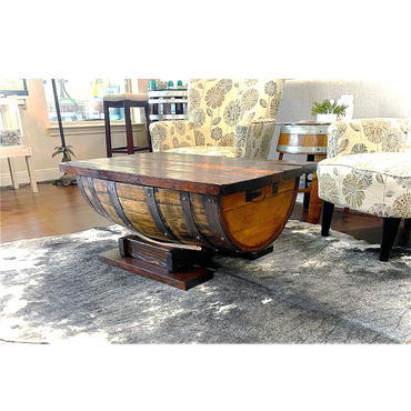 Half barrel coffee table.