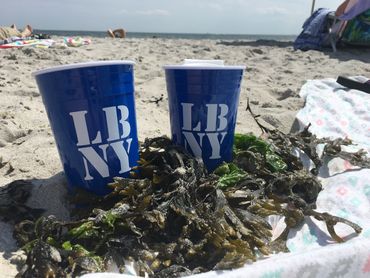 LBNY Insulated Cup with Lid, Blue and White $6 each