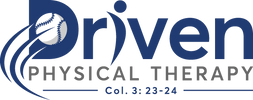 Logo for Driven Physical Therapy with a baseball motif.