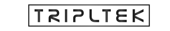 Sleek black logo displaying the word 'TRIPTEK' in a modern, stylized font within a rectangular border.
