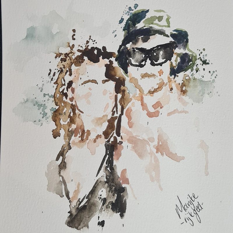 Quick abstract portrait done in original Rijk Geel watercolour style 