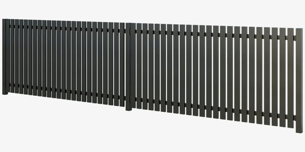 A stock image of Aluminium Picket Fence 2000 series in Matt Black