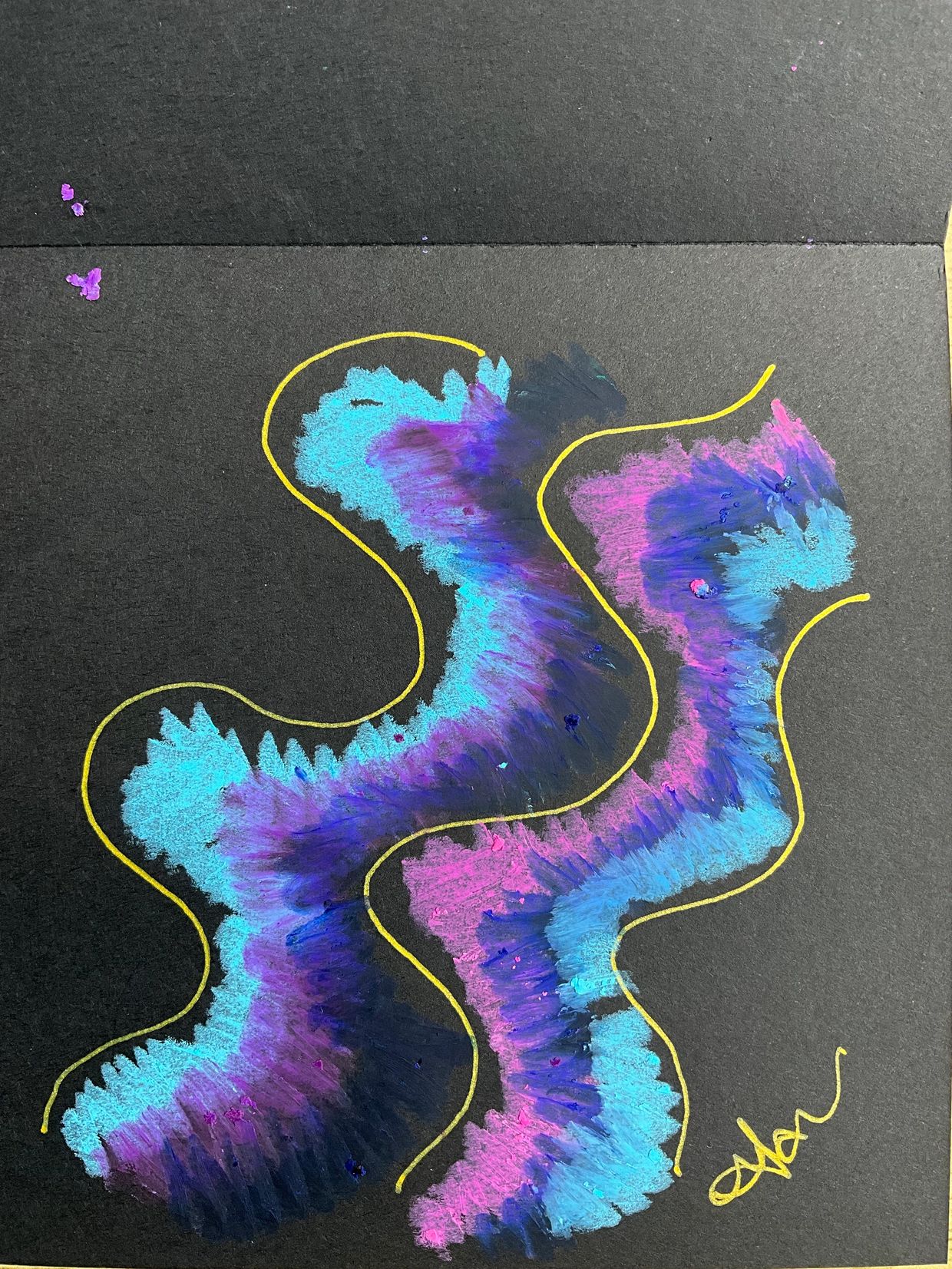 Abstract art with vibrant colors on black background.