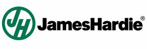 James Hardie logo with green circular emblem and black text.