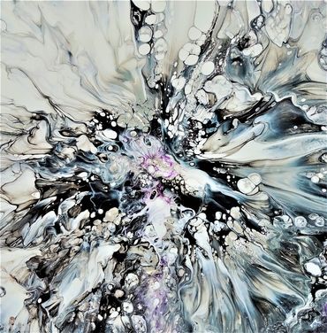 painting - "black white purple flower" by Claire Chablis