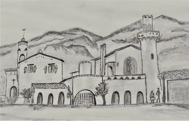 drawing - "Scotties Castle" Death Valley by Claire Chablis