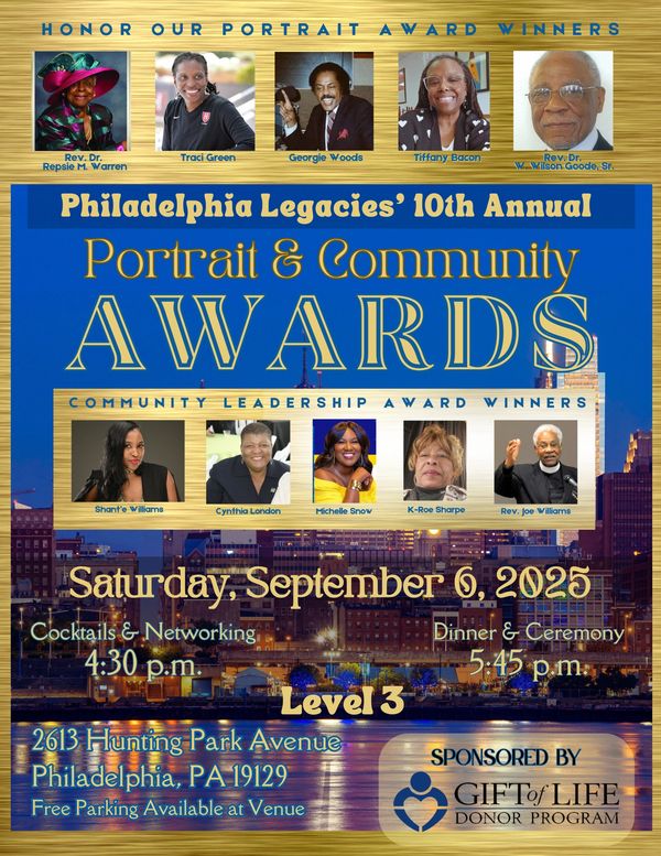 Flyer for the 10th Annual Philadelphia Legacies Portrait & Community Awards