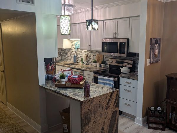 Newly renovated kitchen with stainless steel appliances