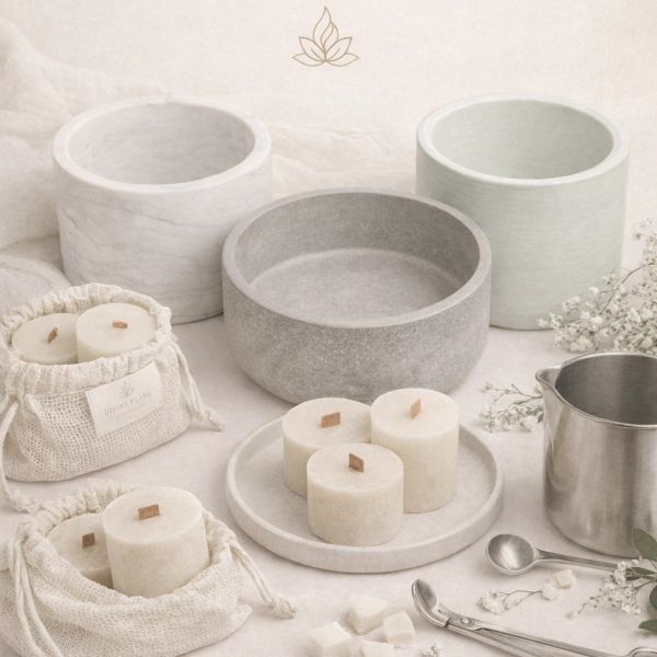 Eco-friendly candle refill setup promoting sustainability and waste reduction.
