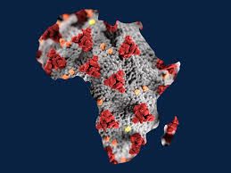 Map of the African continent with COVID-19 hotspots