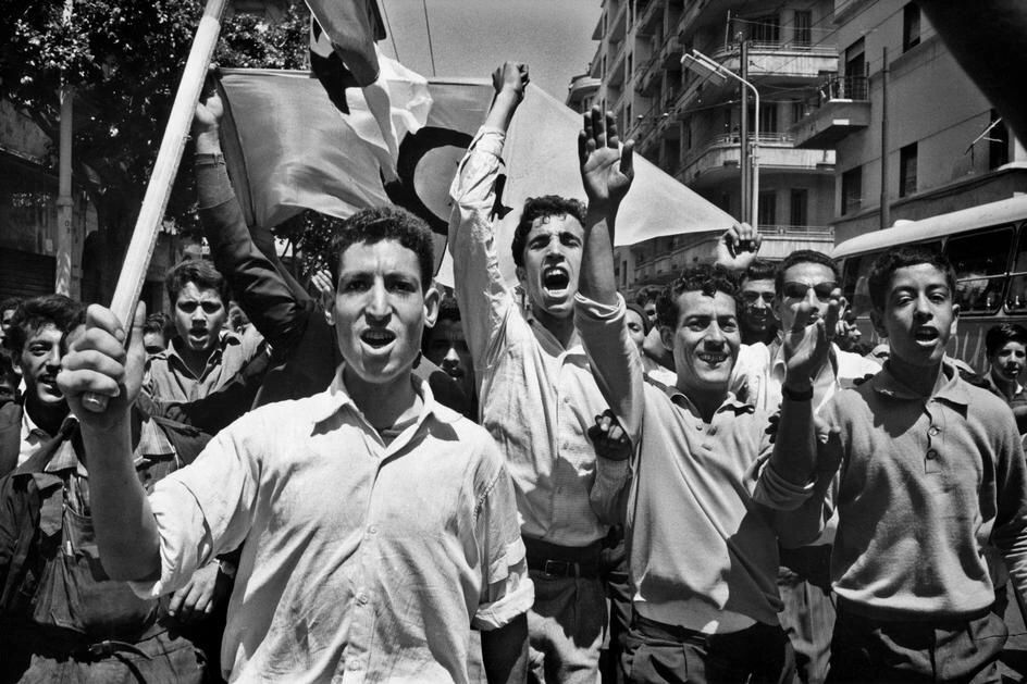Algerians celebrating independence in the streets in 1962