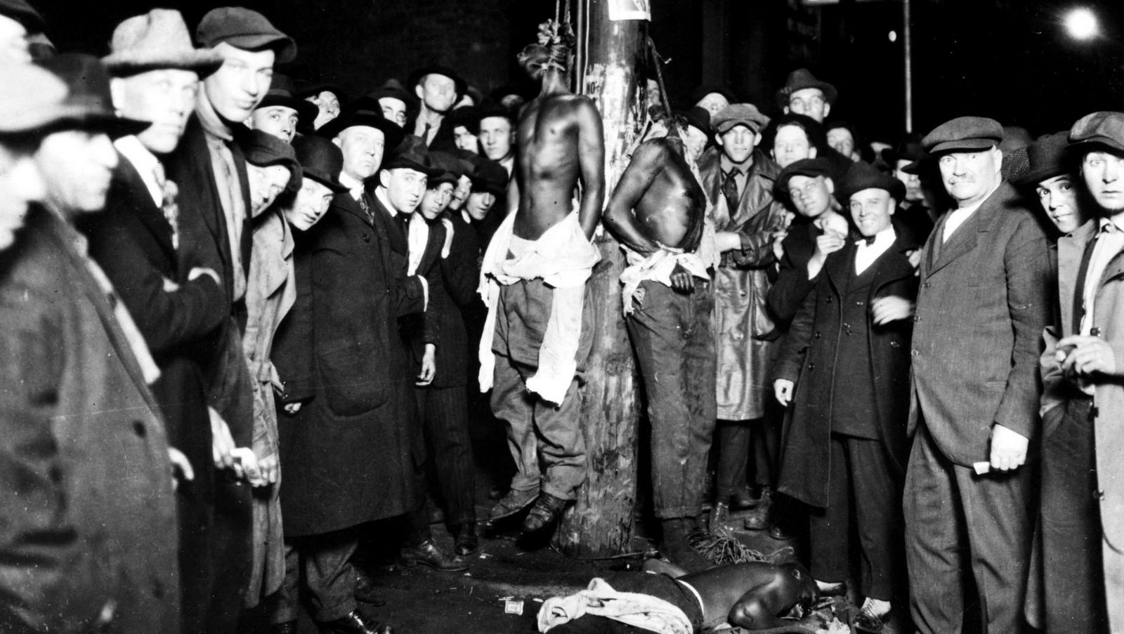 Postcard from a lynching of two black men in Dultuh, Minnesota in 1920
