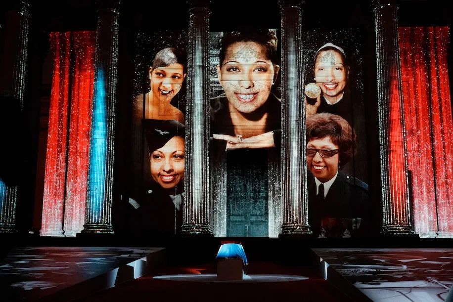 Images reflected on the Pantheon in France for the induction of Josephine Baker on November 29th