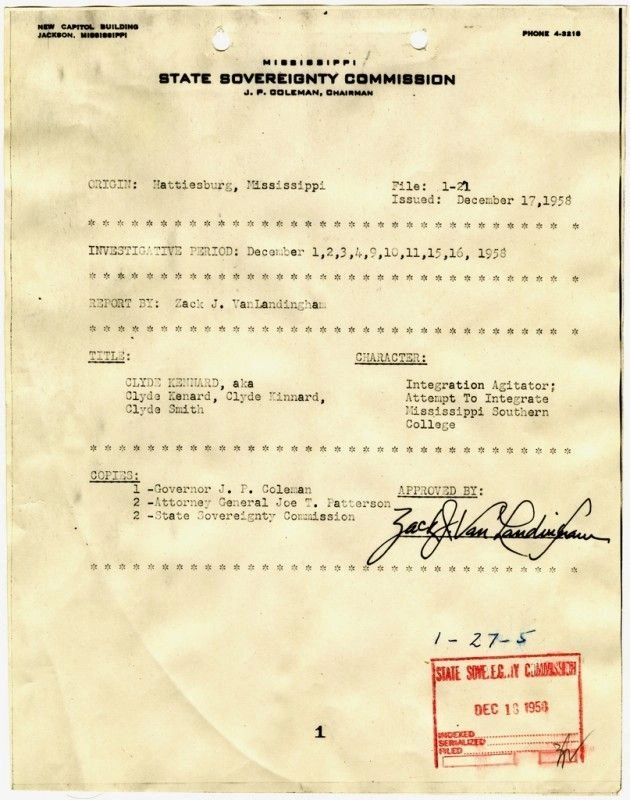 Mississippi State Sovereignity Commission Report, 1958