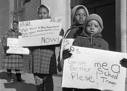 School children participating in the New York schools boycott in 1964