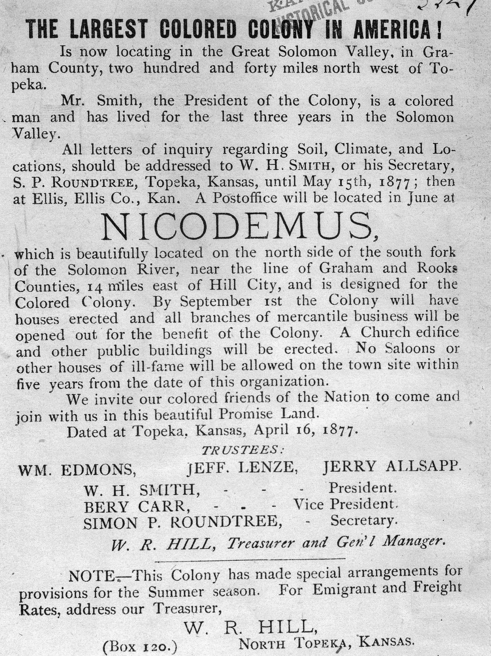 Nicodemus, Kansas, 1877