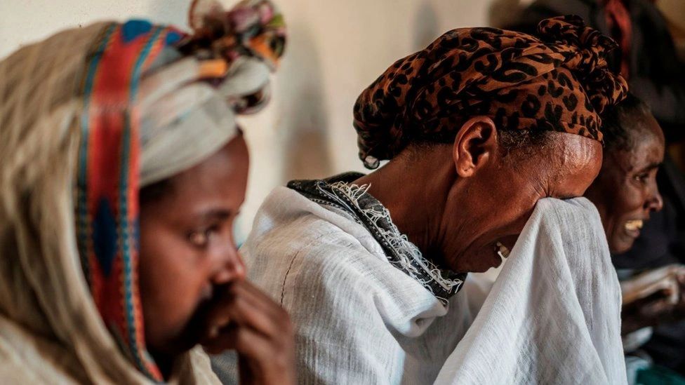 Tigrayan women weeping as the conflict with Ethiopian escalates in the region.
