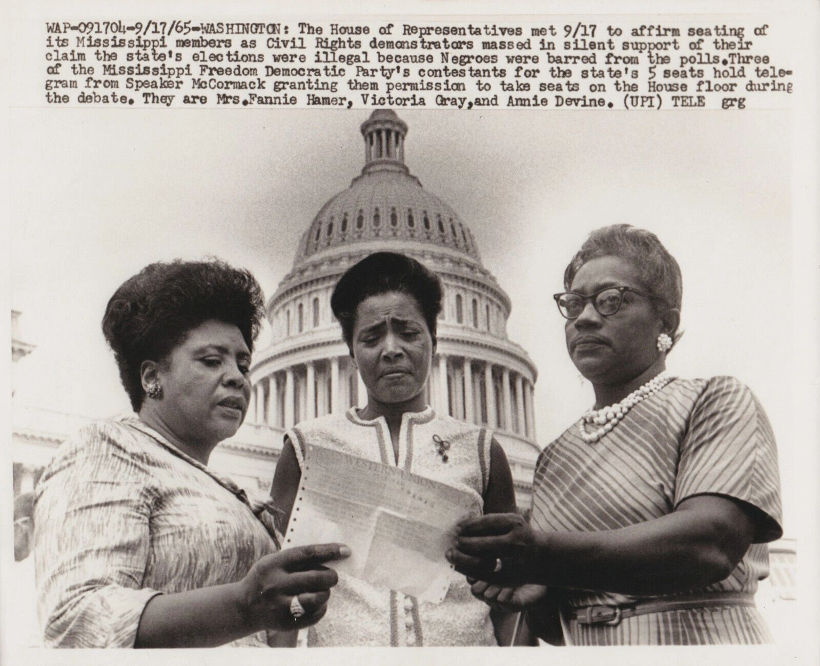 Fannie Lou Hamer (l), Victoria Gray (m) and Annie Devine (r)