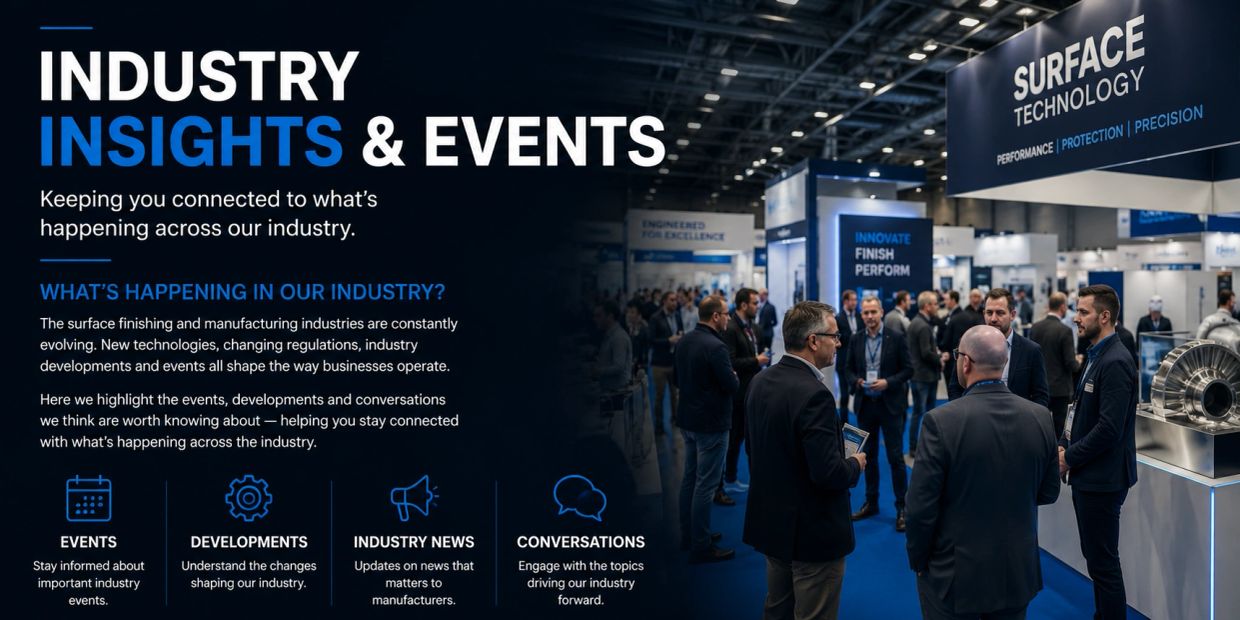 Industry event with attendees discussing surface technology advancements.