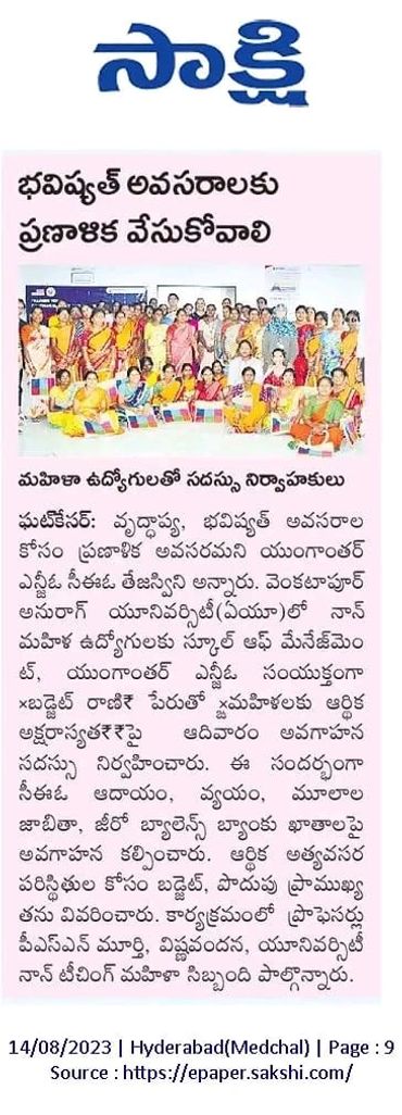 Group photo of women's self-help groups with officials in Hyderabad for training and awareness program.