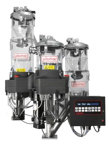 GF-404 dosificador gravimetrico Plastrac 4 componentes masterbatch molido aditivos resina virgen