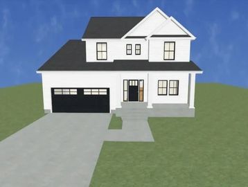 Front house plan rendering of the blueprint The Gerald.