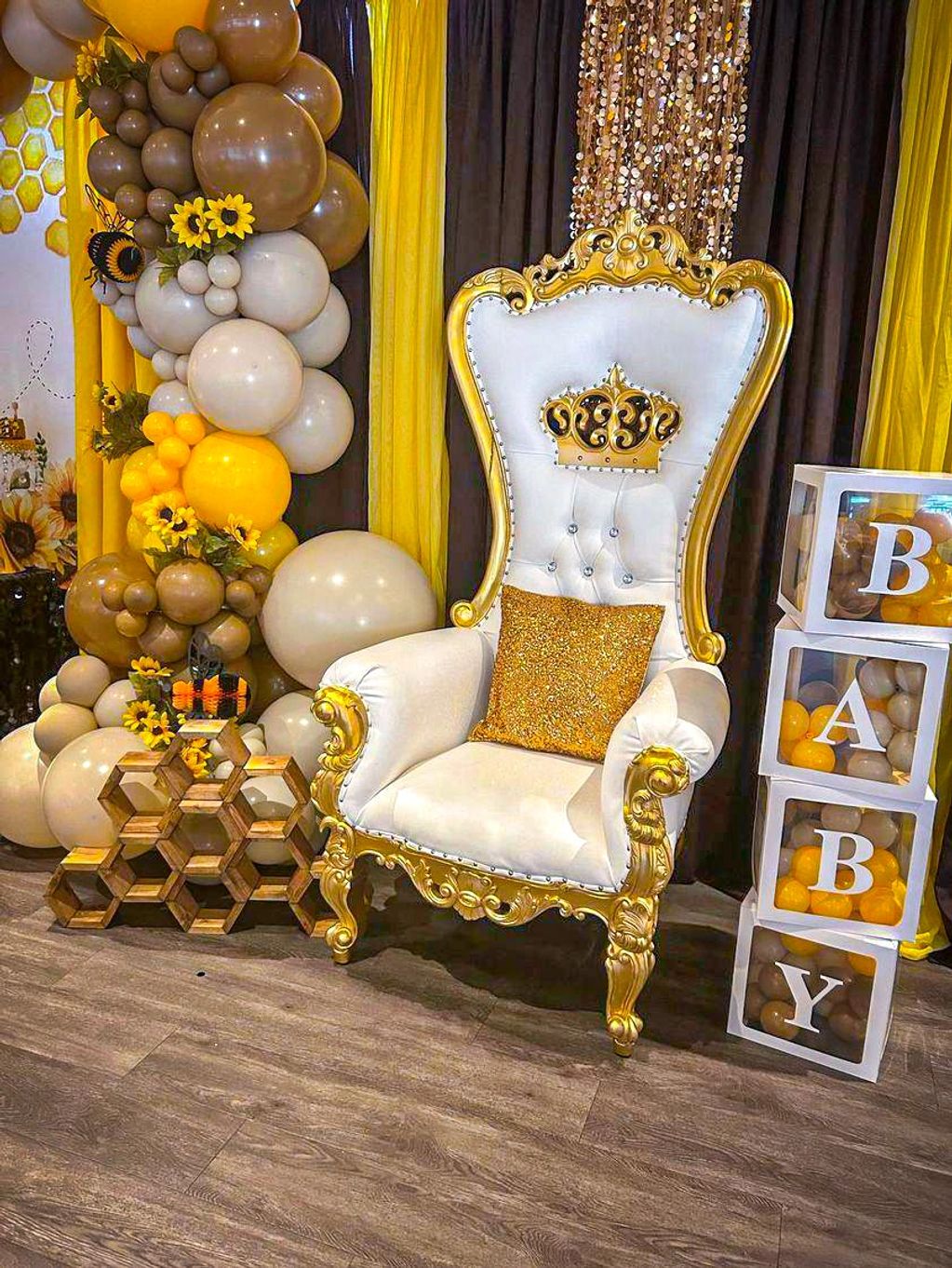 White and gold throne chair