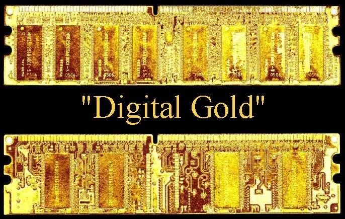 Golden computer chips labeled as "Digital Gold".