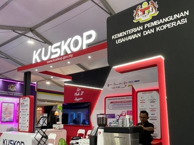 Exhibition booth of KUSKOP under Malaysia's Ministry of Entrepreneur Development and Cooperatives.