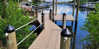 dock with rope handrail