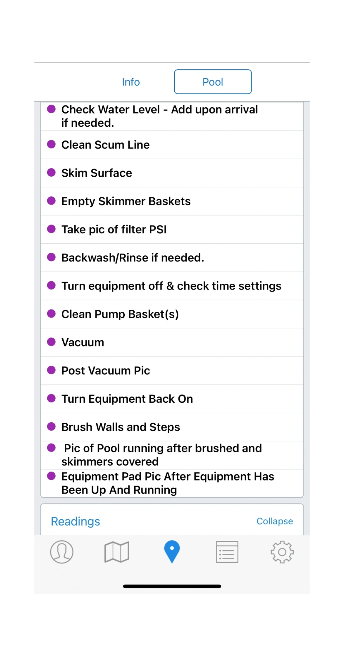 Picture of service checklist performed by certified service technician.