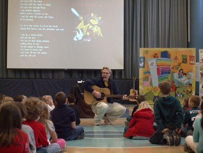 Children's author Daryl Cobb during an author visits show. In school author visits by Daryl Cobb.