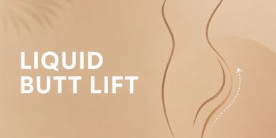Minimalist illustration promoting a liquid butt lift cosmetic procedure.
