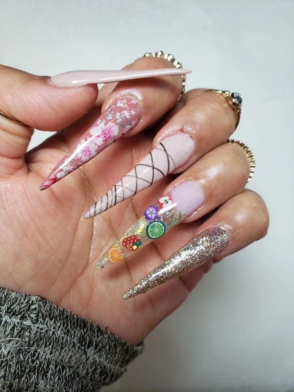 Acrylic nails create extra long for model 