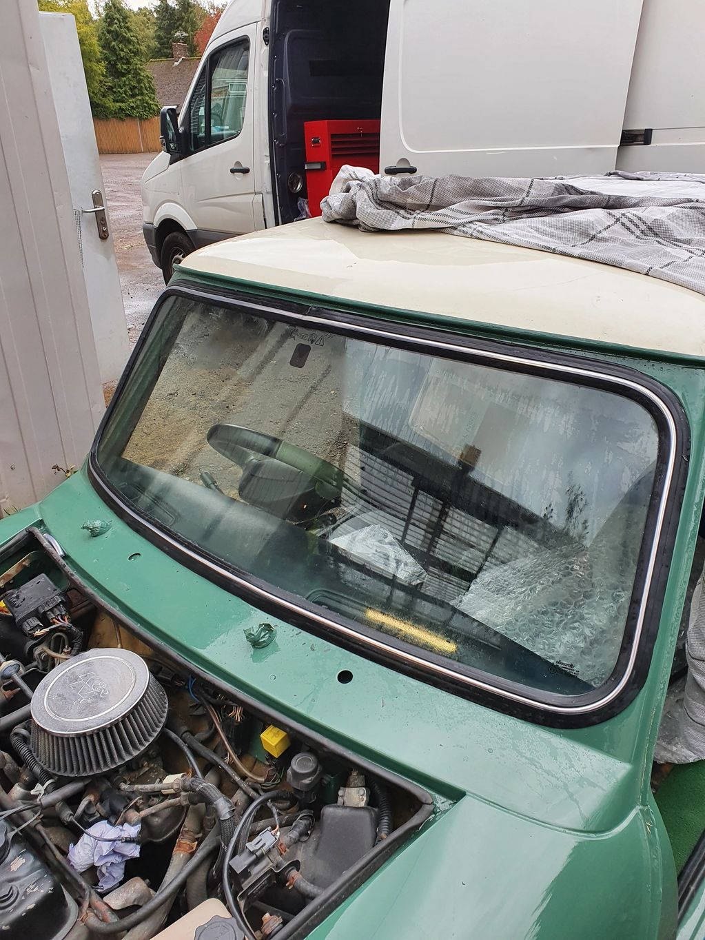 A classic mini windscreen recently fitted for a regular customer in Dunkirk Thanet 