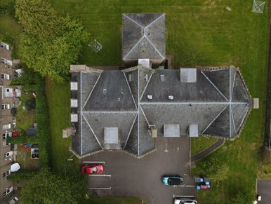 The framed roof shot prior to a full roof survey. 