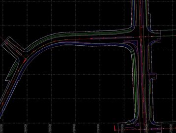 Detailed 3D GPS machine control model linework from a road job.