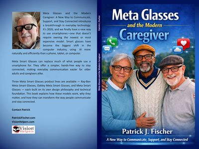 The book cover for Meta Glasses and the Modern Caregiver by Patrick J. Fischer.