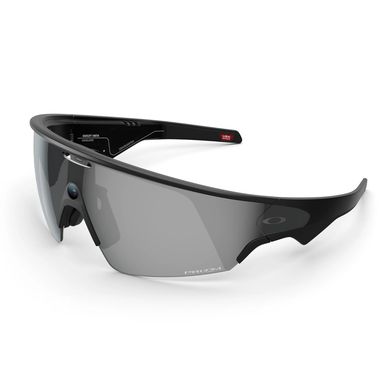 Black sports sunglasses with a wraparound design.