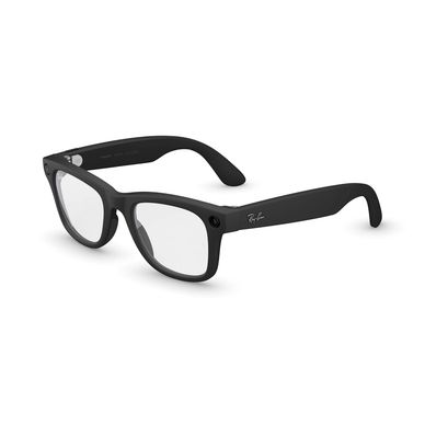 Black rectangular Ray-Ban eyeglasses with clear lenses.