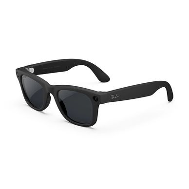 Black Ray-Ban sunglasses with dark lenses.