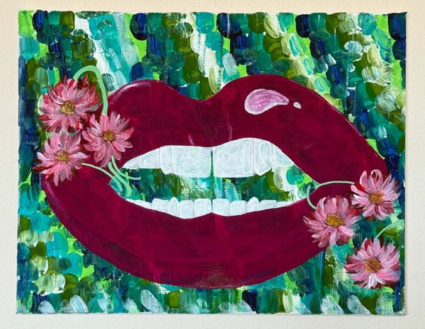 One of my more recents paintings. Acrylic on canvas. “Blooming Lips”.