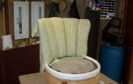Shell back is re-upholstered